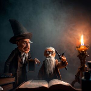 Dos personajes de adaptaciones cinematográficas con una imagen creada a través de IA. 