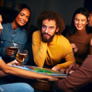 Un grupo de amigos jugando al trivial.