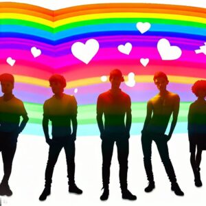 Personajes de novelas con la bandera LGTBI de fondo
