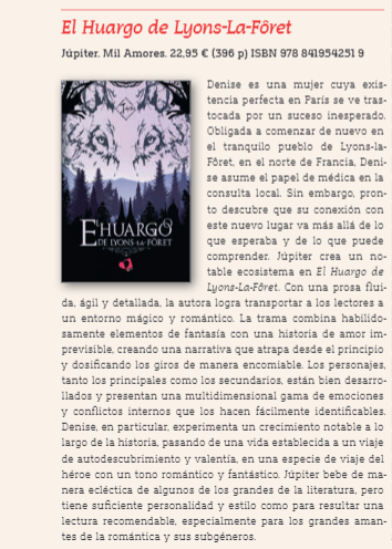 Reseña de El Huargo de Lyons-la-Fôret en el nº40 de la revista Publisher Weekly.